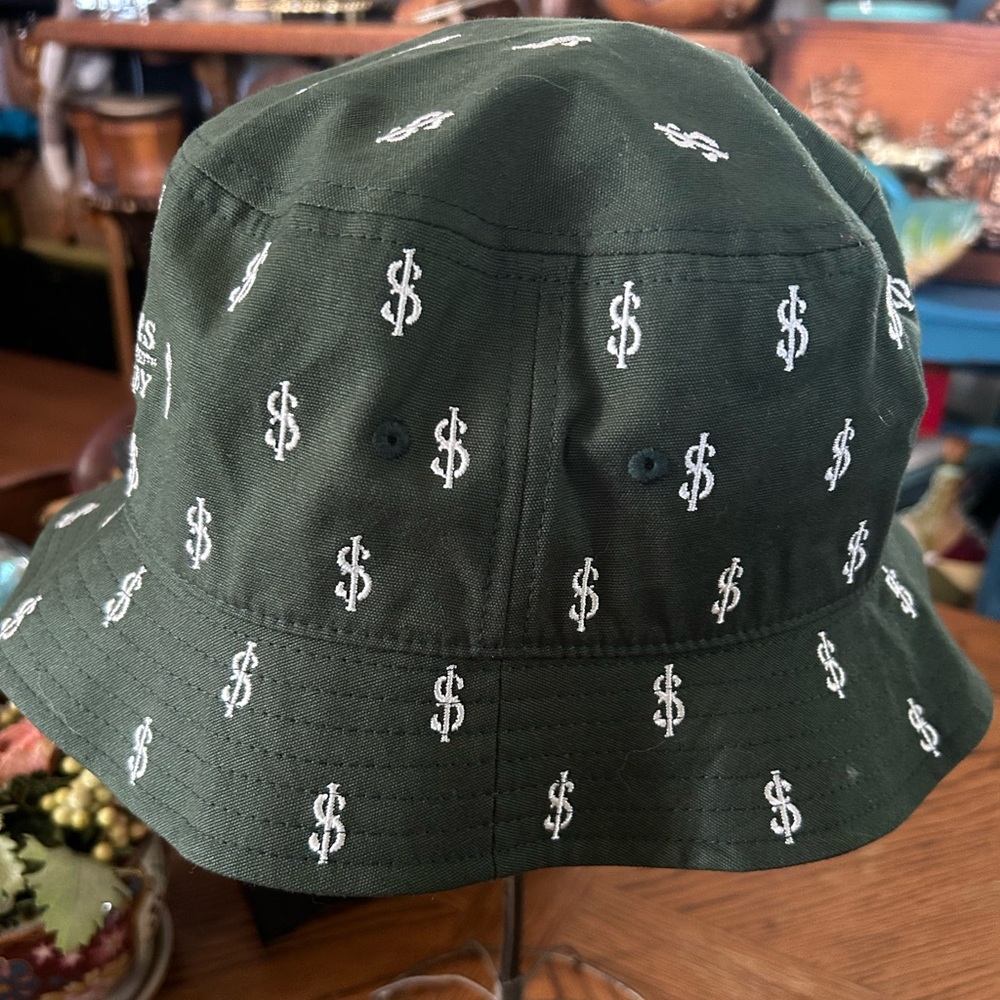 Vineyard Vines Hunter Green Bucket Hat w Dollar Signs - Picture 3 of 14